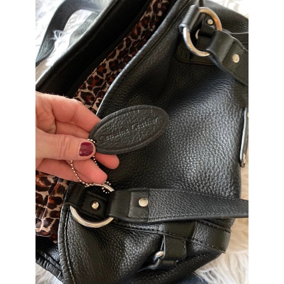 Wilsons Leather PELLE Studio Genuine Leather Black Double Handle Handbag New - Picture 7 of 7